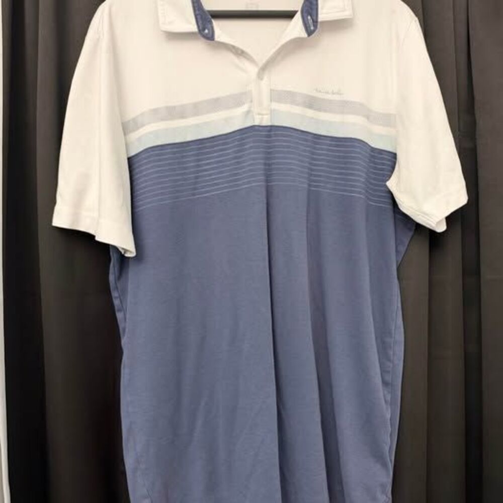 TravisMathew Men’s Colorblock & Striped Golf Polo Shirt - Size XL